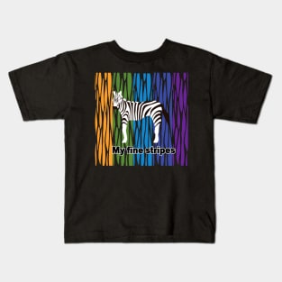 fine stripes,zebra,RAINBOW Kids T-Shirt